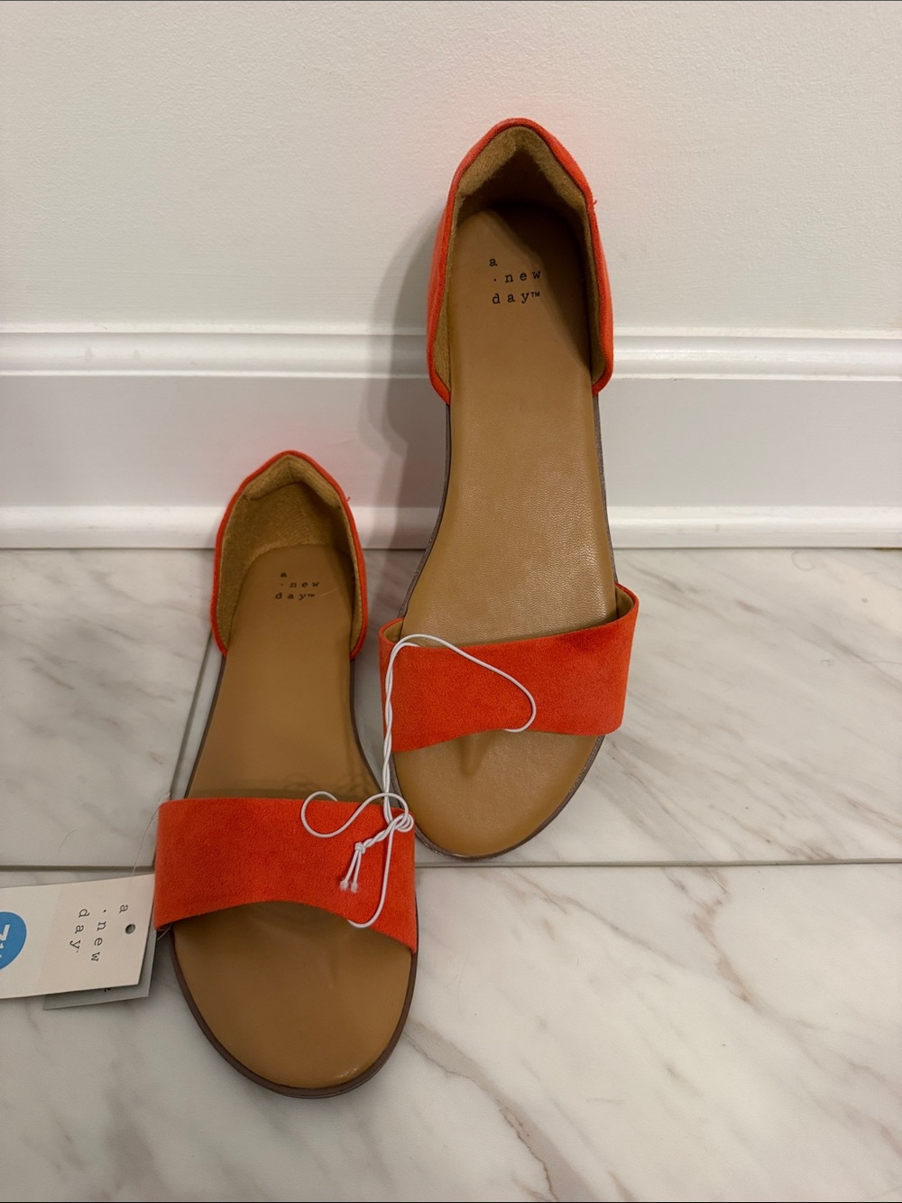 a new day Orange Suede Open-Toe Flat Sandals